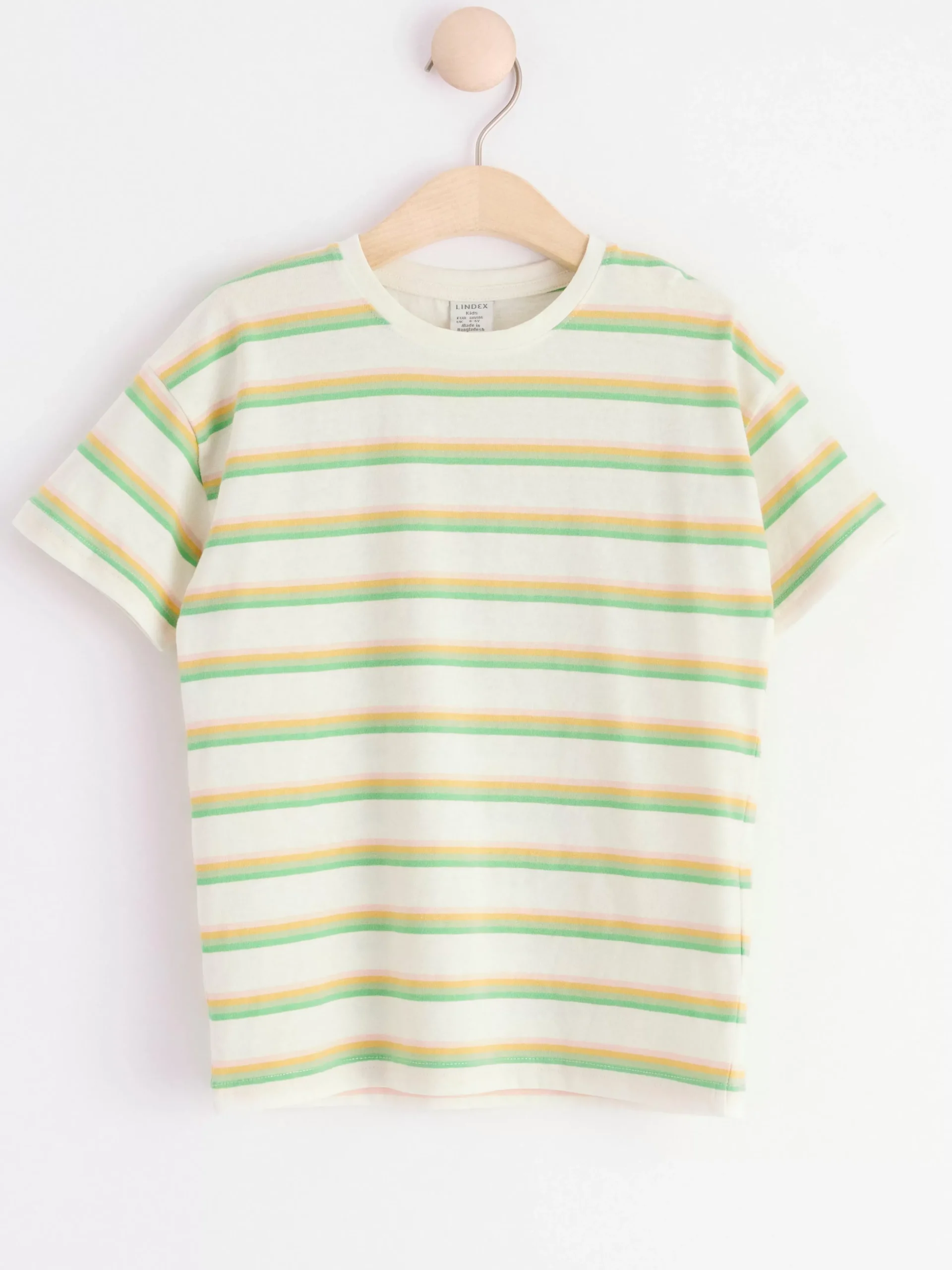 Toppar & T-Shirts>Lindex Randig T-Shirt I Oversize-Modell Light Dusty White