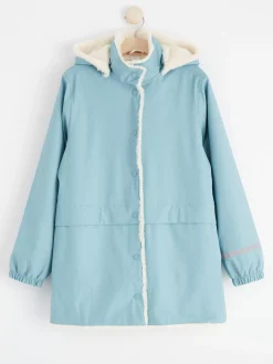 Ytterkläder>Lindex Regnjacka Med Fuskpalsfoder Light Dusty Turquoise
