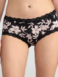 Trosor>Lindex Regular Waist Trosa Med Blommor Black