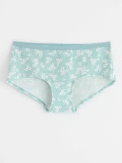 Trosor>Lindex Regular Waist Trosa Med Blommor Light Dusty Turquoise