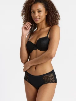 Trosor>Lindex Regular Waist Trosa Med Spets Black