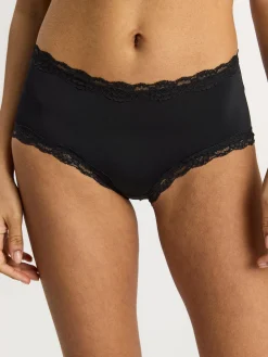 Trosor>Lindex Regular Waist Trosa Med Spetskant Black