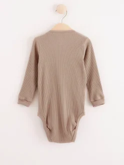 Bodies>Lindex Ribbad Body Med Lang Arm Beige