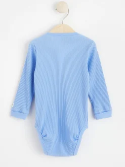 Bodies>Lindex Ribbad Body Med Lang Arm Light Blue