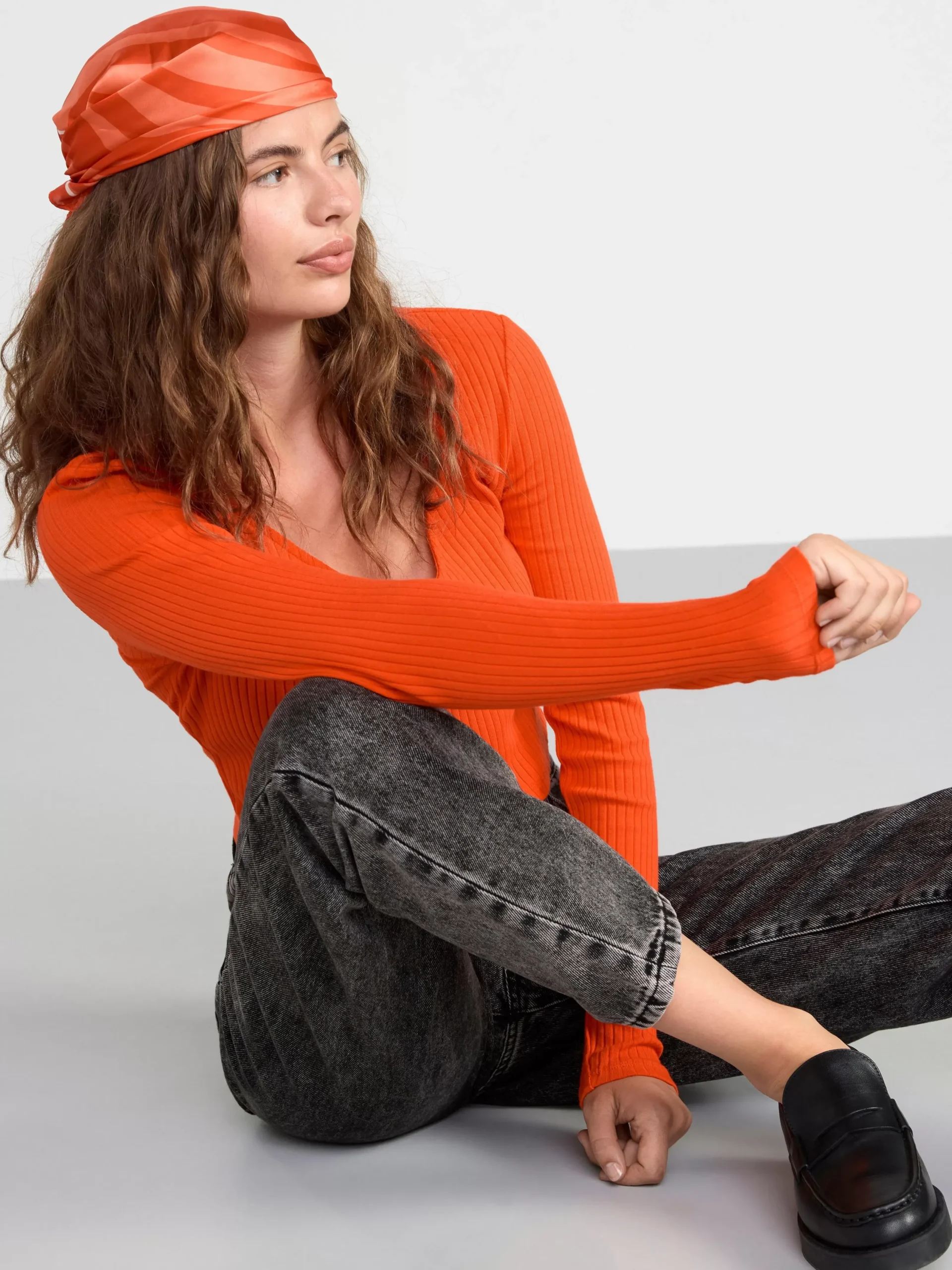 Toppar & T-Shirts>Lindex Ribbad Cardigan Strong Orange