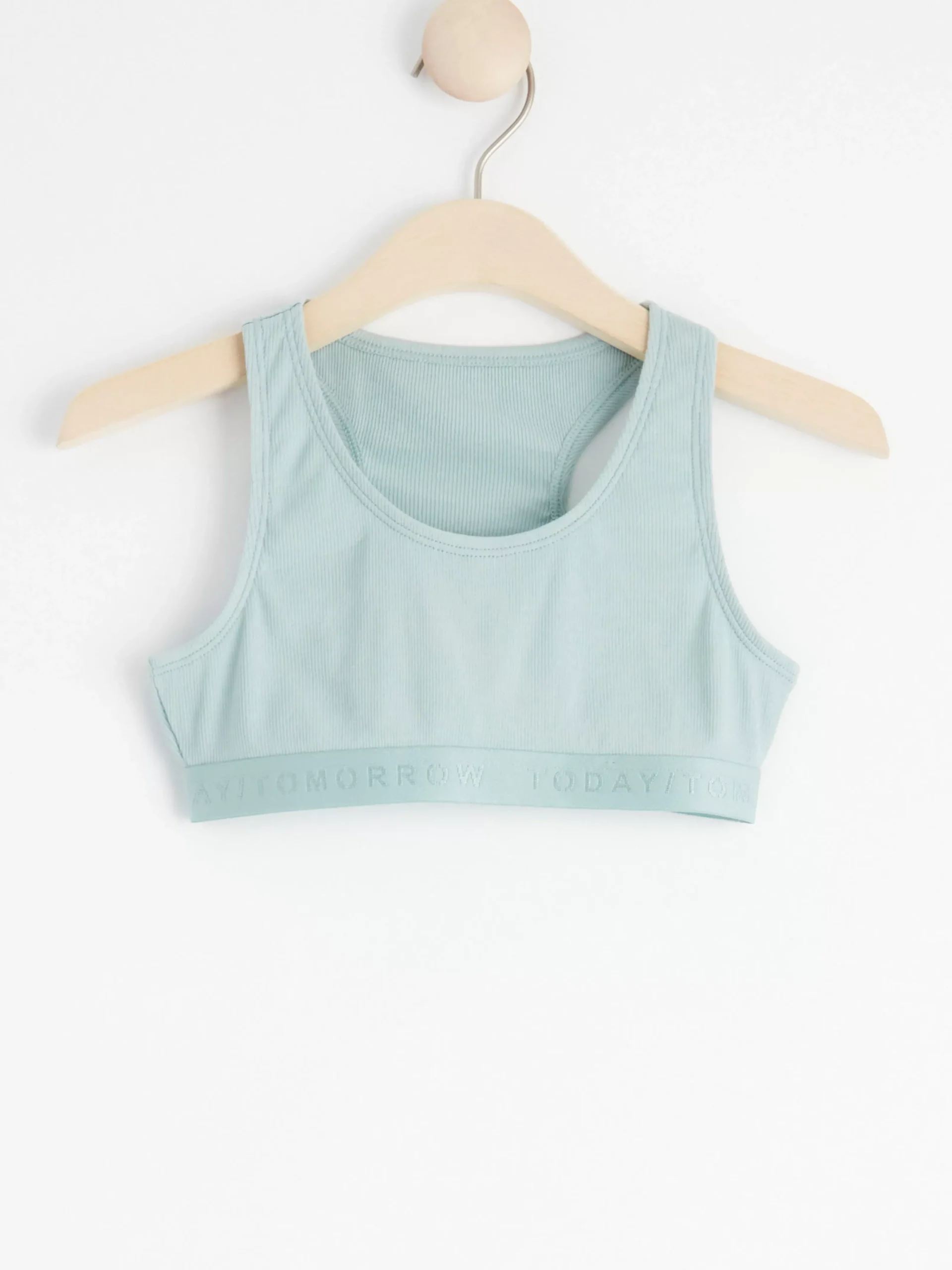 Toppar & T-Shirts>Lindex Ribbad Kort Topp Light Dusty Aqua