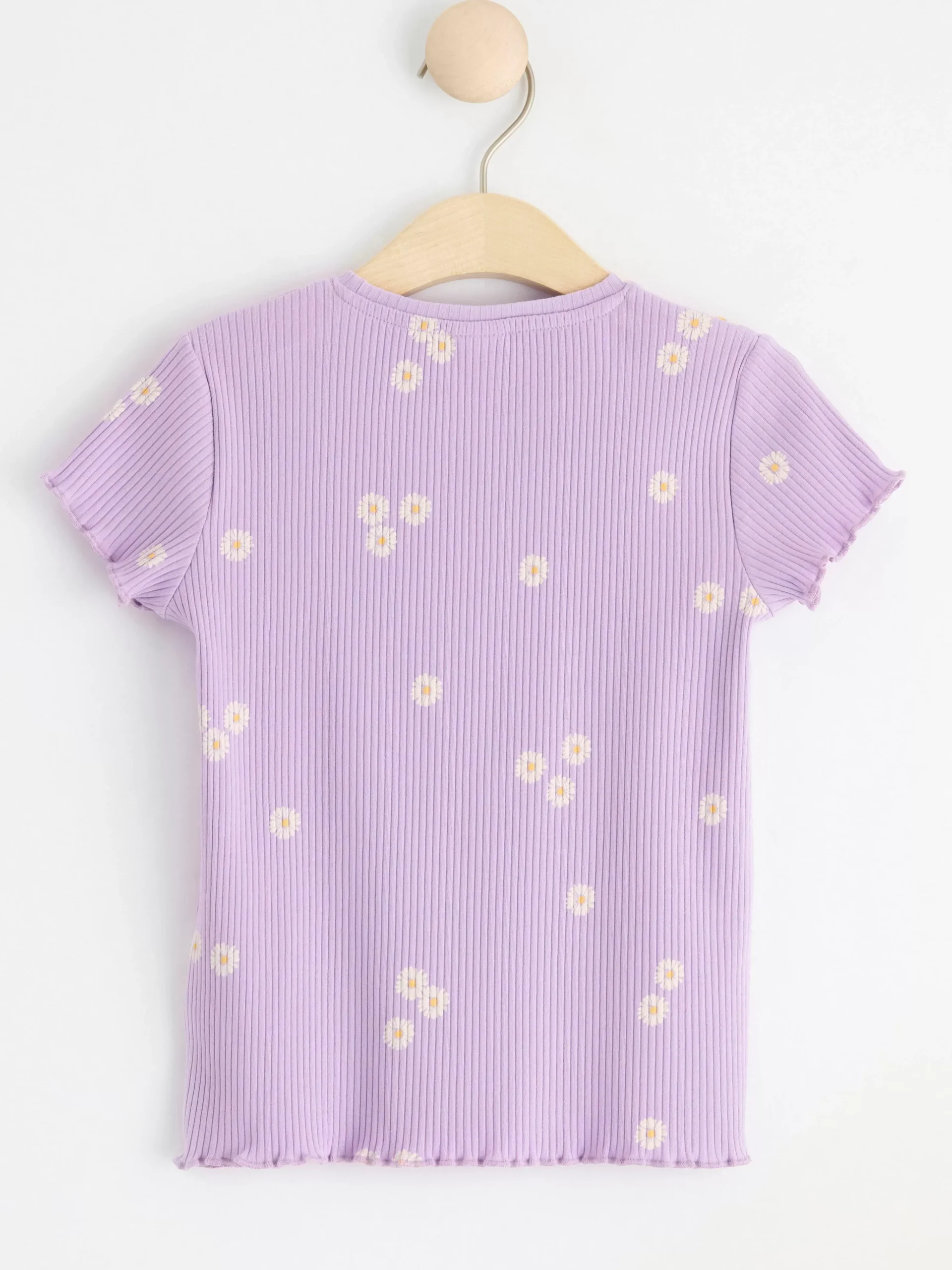 Toppar & T-Shirts>Lindex Ribbad Kortarmad Topp Med Blommor Light Lilac