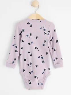 Bodies>Lindex Ribbad Langarmad Body Med Klover Light Lilac