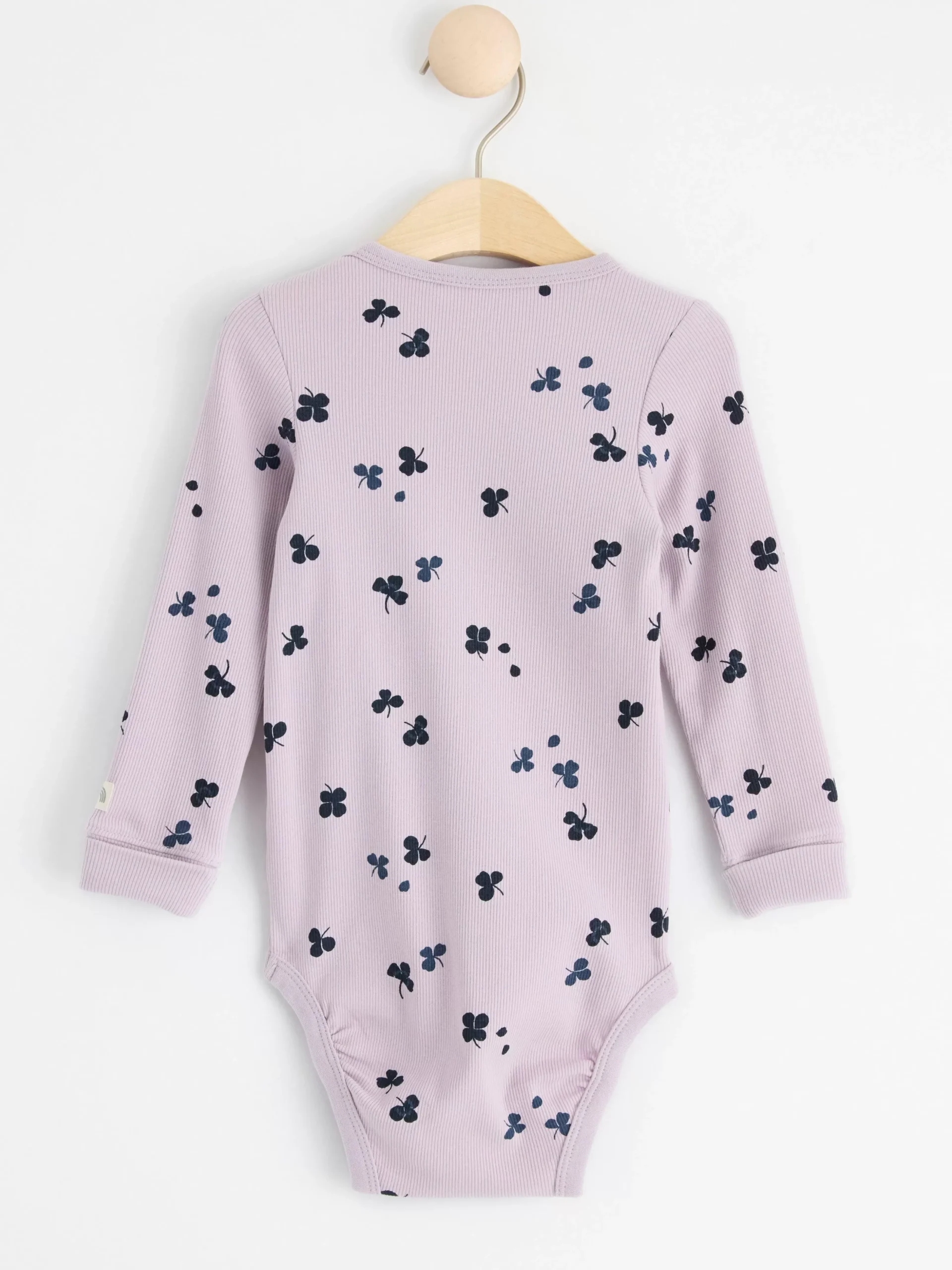 Bodies>Lindex Ribbad Langarmad Body Med Klover Light Lilac