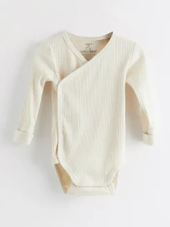 Bodies>Lindex Ribbad Langarmad Omlottbody Light Beige
