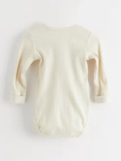 Bodies>Lindex Ribbad Langarmad Omlottbody Light Beige