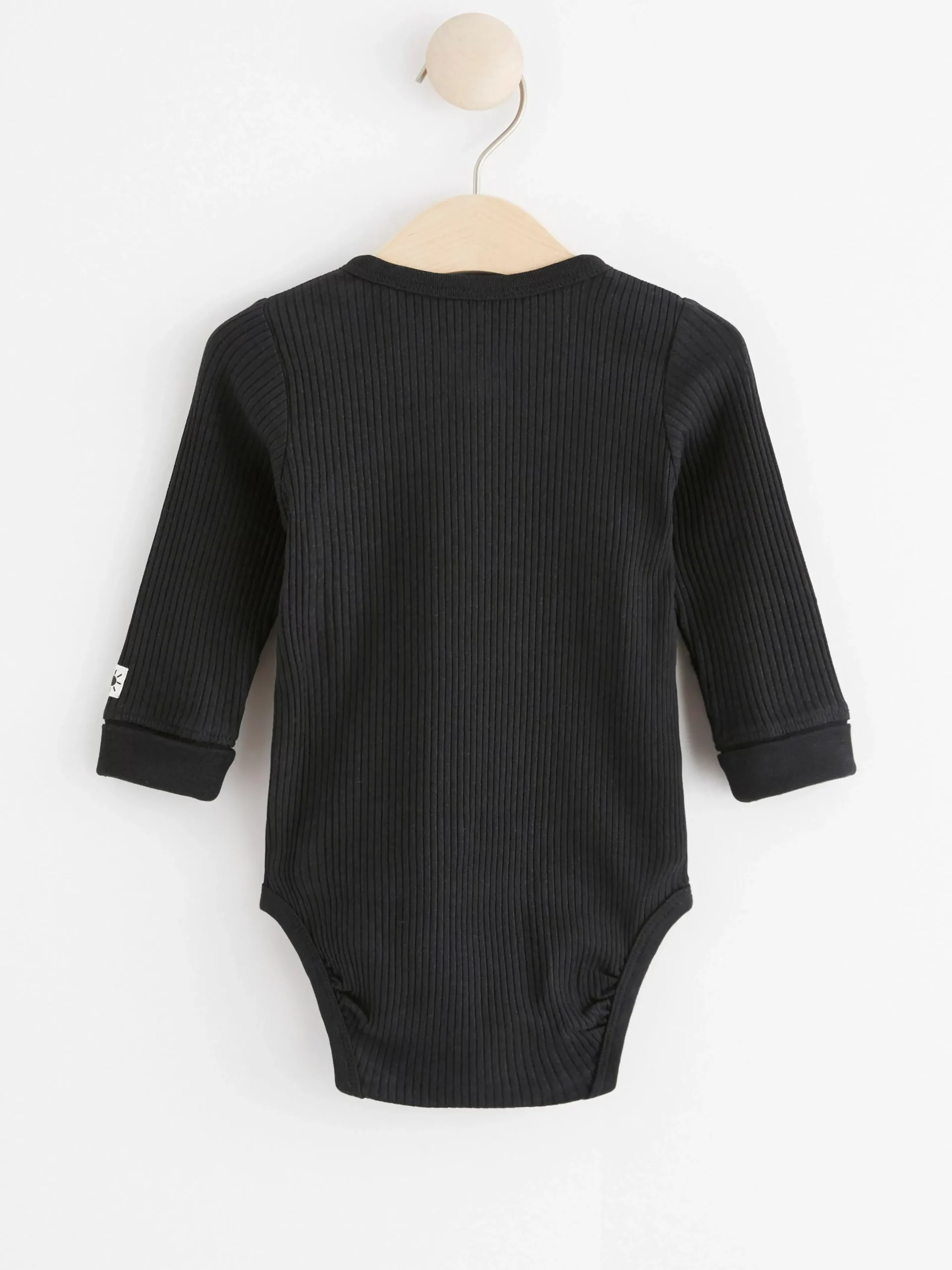 Bodies>Lindex Ribbad Langarmad Omlottbody Off Black