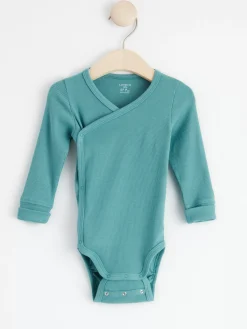 Bodies>Lindex Ribbad Omlottbody Dusty Turquoise