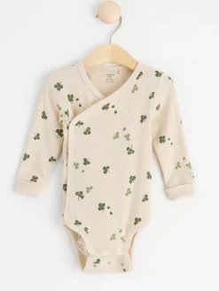 Bodies>Lindex Ribbad Omlottbody Med Klover Light Beige