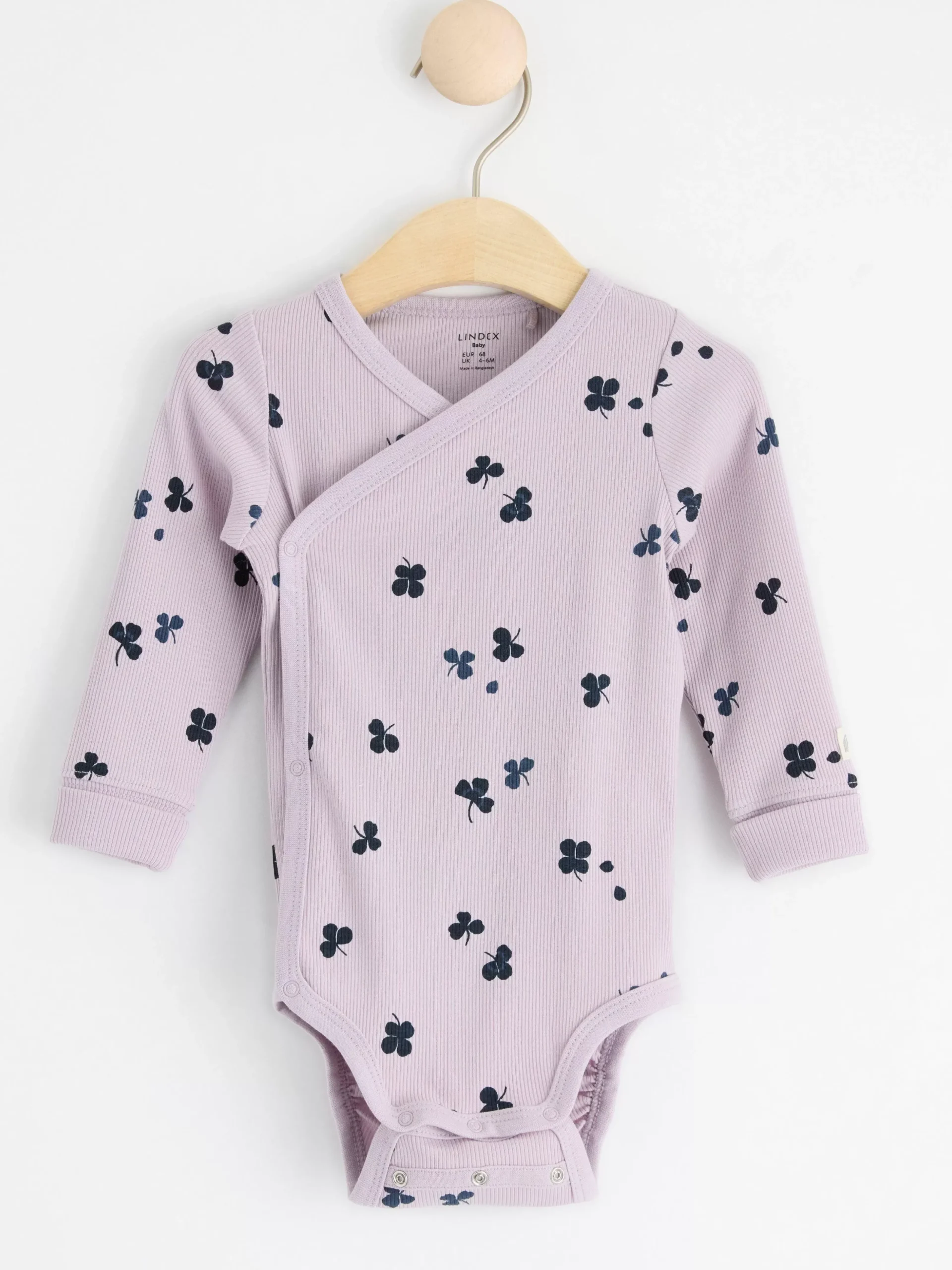Bodies>Lindex Ribbad Omlottbody Med Klover Light Lilac
