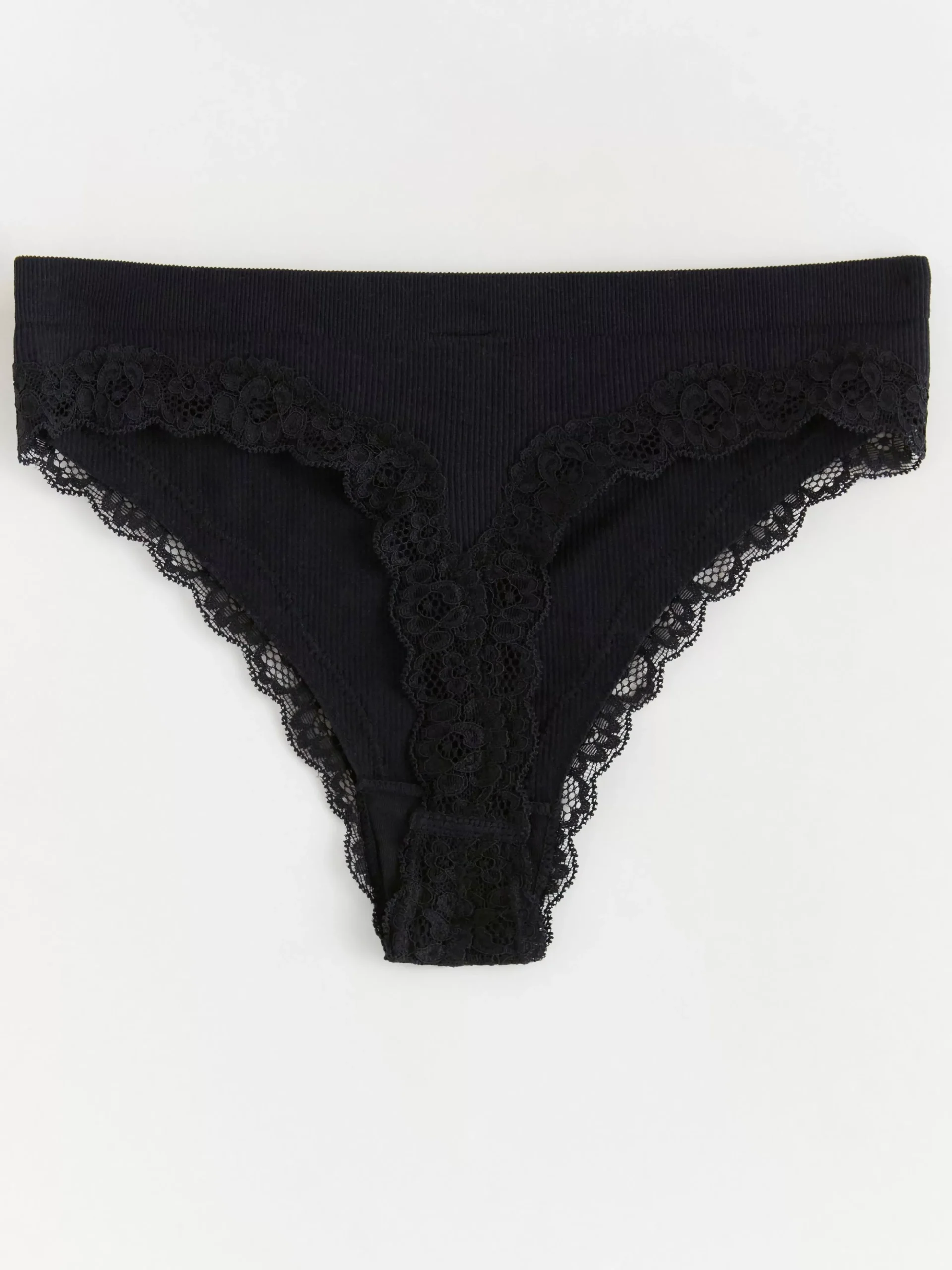 Trosor>Lindex Ribbad Seamless Stringtrosa Regular Waist Black