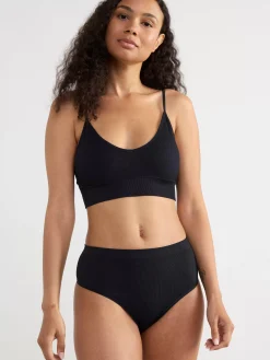 Trosor>Lindex Ribbad Stringtrosa High Waist Black