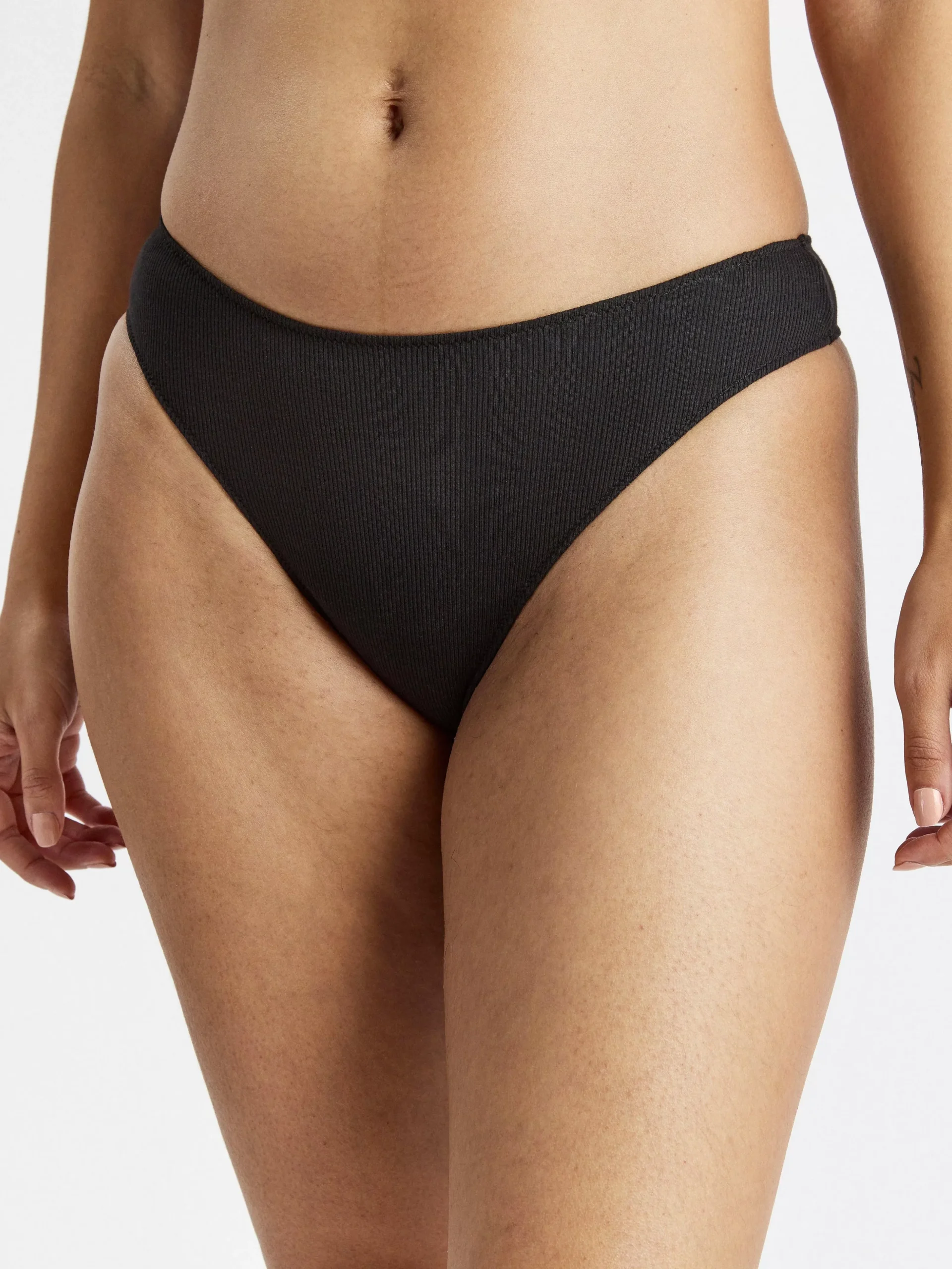 Trosor>Lindex Ribbad Stringtrosa Med Lag Midja Black
