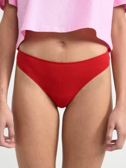 Trosor>Lindex Ribbad Stringtrosa Med Lag Midja Red
