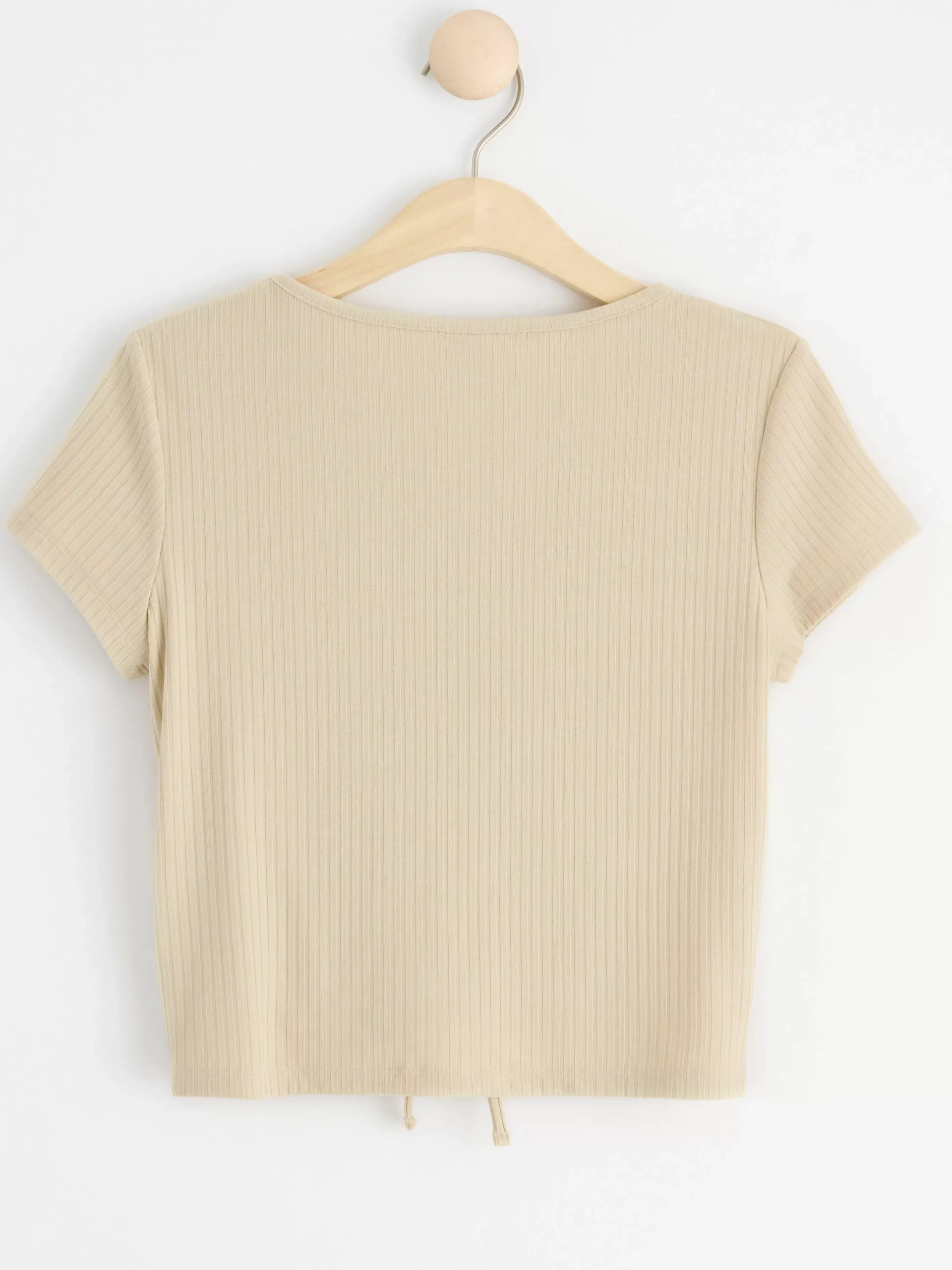 Toppar & T-Shirts>Lindex Ribbad Topp Med Rynkdetaljer Framtill Light Beige