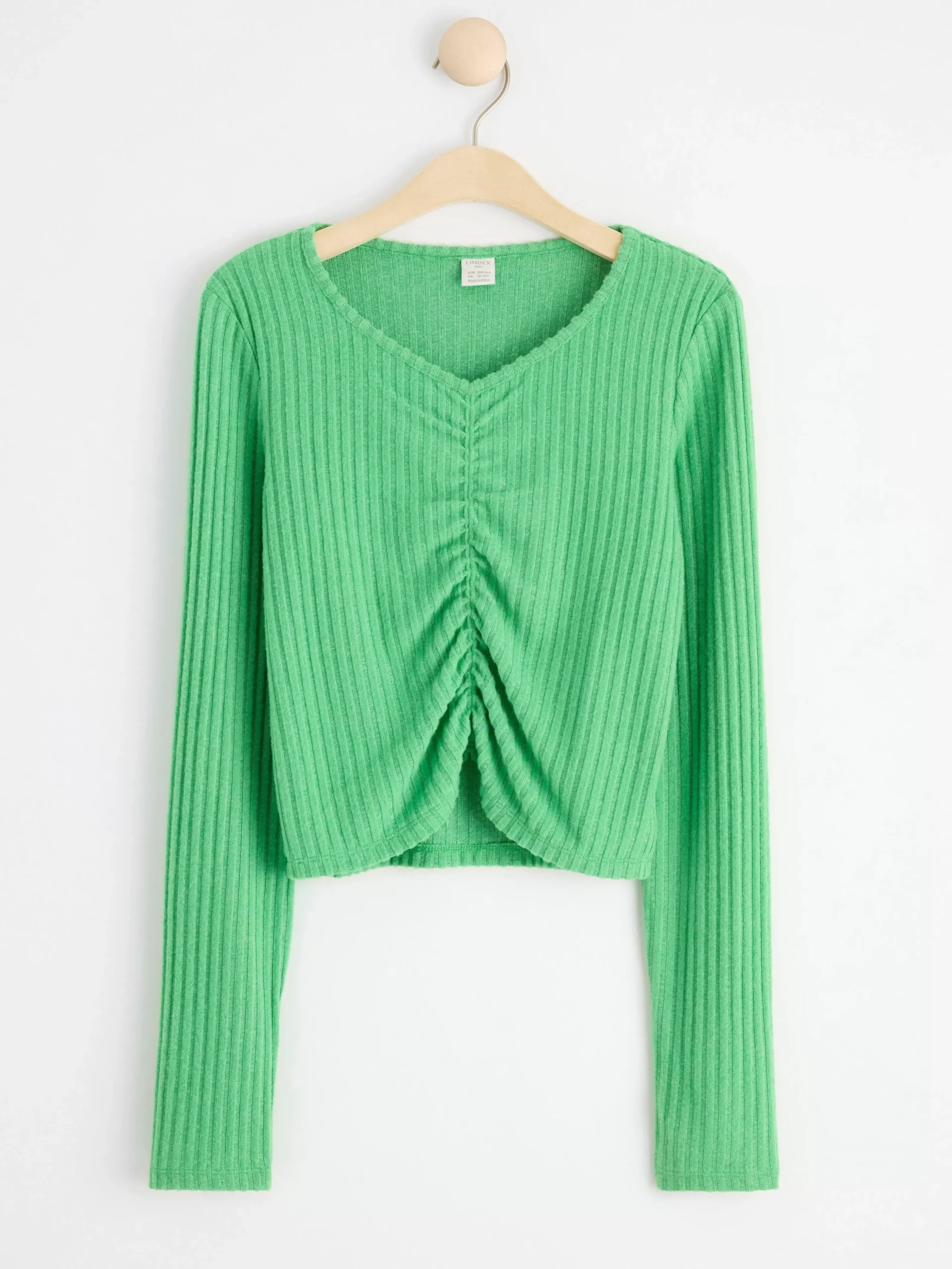 Toppar & T-Shirts>Lindex Ribbad Topp Med Rynkdetalj Green