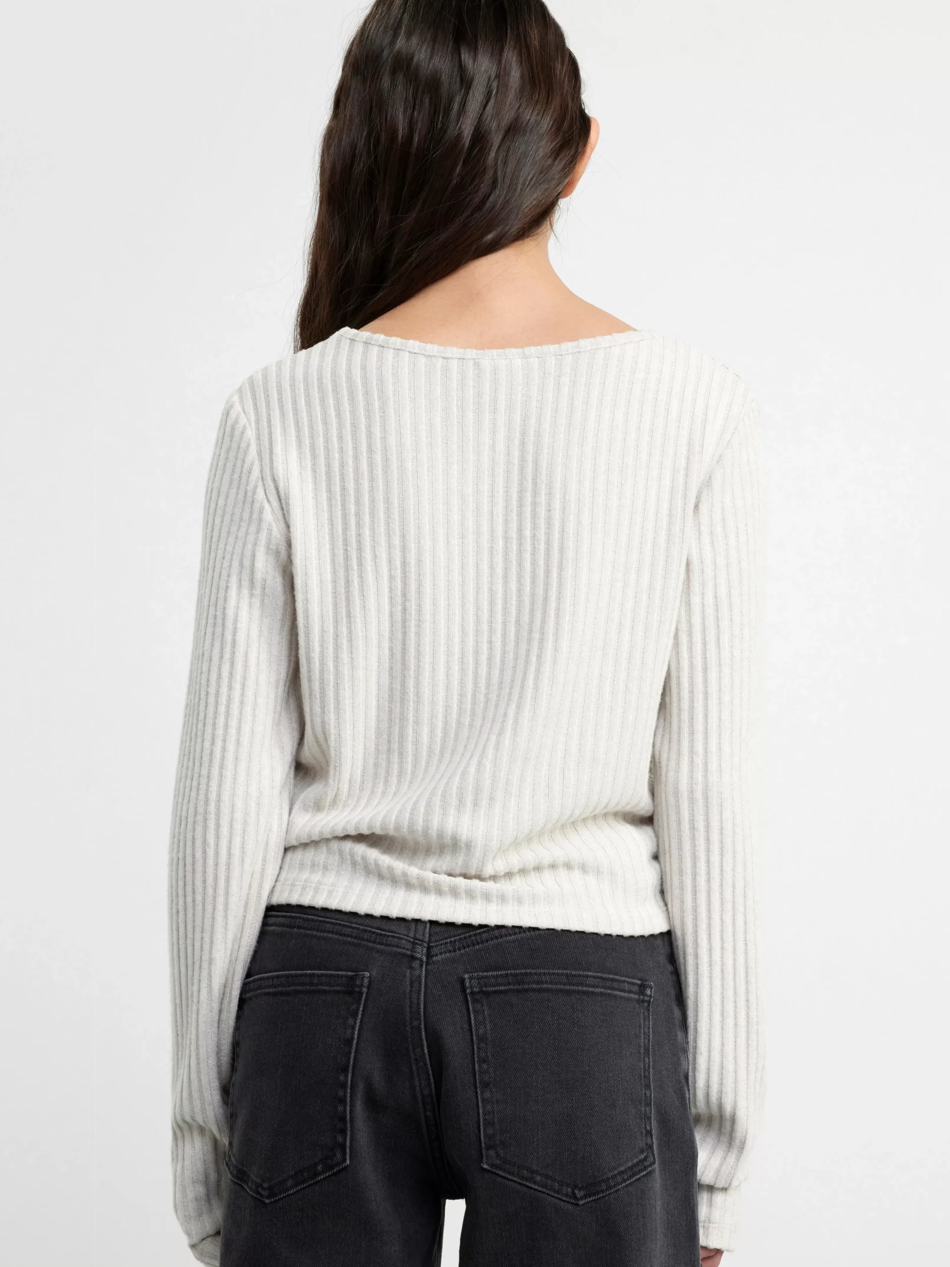 Toppar & T-Shirts>Lindex Ribbad Topp Med Rynkdetalj Light Beige Melange