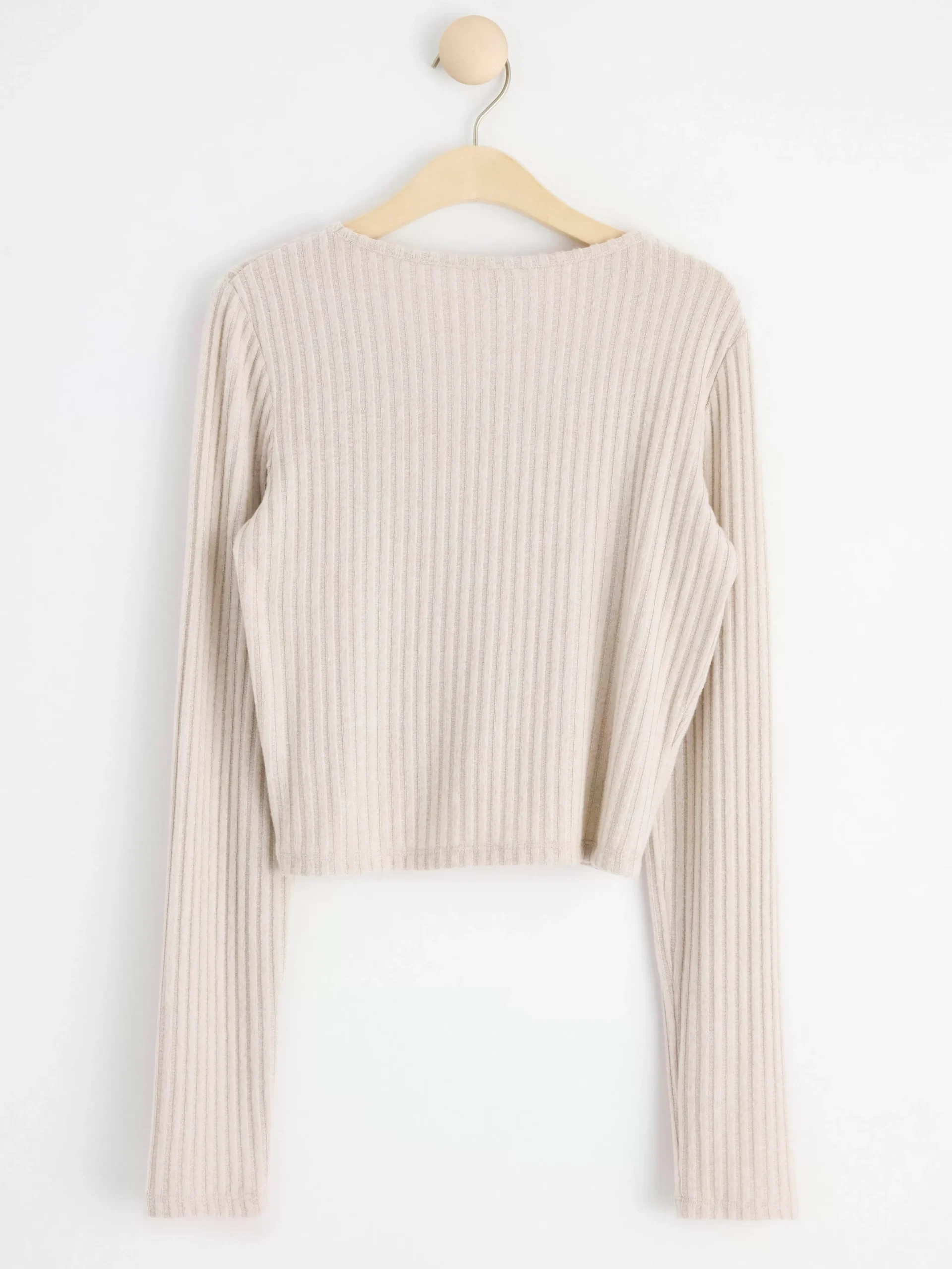 Toppar & T-Shirts>Lindex Ribbad Topp Med Rynkdetalj Light Beige Melange