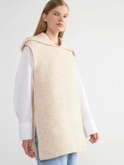 Stickat>Lindex Ribbad Vast Med Krage Dusty Beige