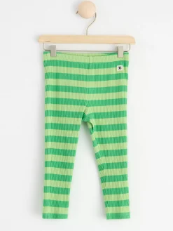 Byxor & Leggings>Lindex Ribbade Leggings Med Rander Green