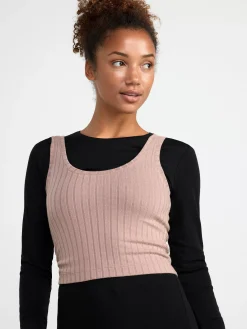 Linnen>Lindex Ribbat Kort Linne Dark Dusty Pink