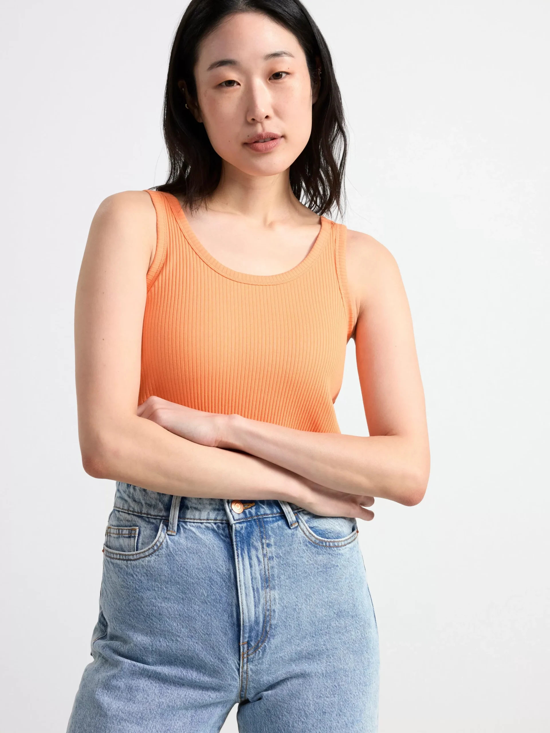 Toppar & T-Shirts>Lindex Ribbat Linne Light Orange