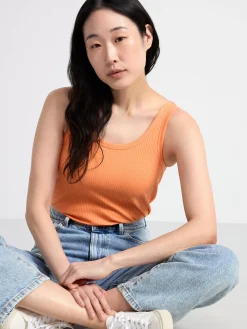 Toppar & T-Shirts>Lindex Ribbat Linne Light Orange