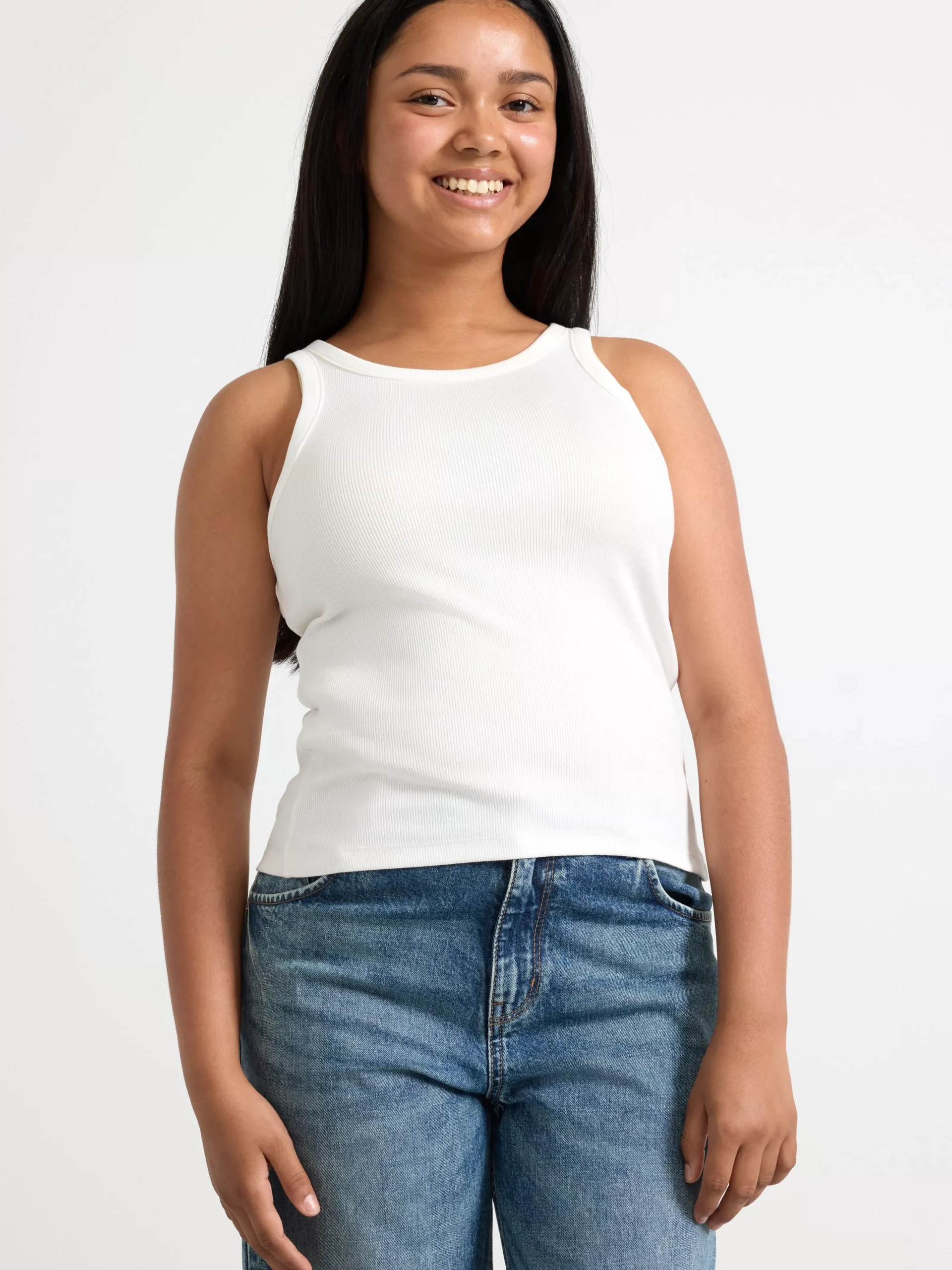 Toppar & T-Shirts>Lindex Ribbat Linne Off White
