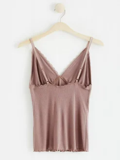 Nattplagg>Lindex Ribbat Linne Dark Dusty Pink