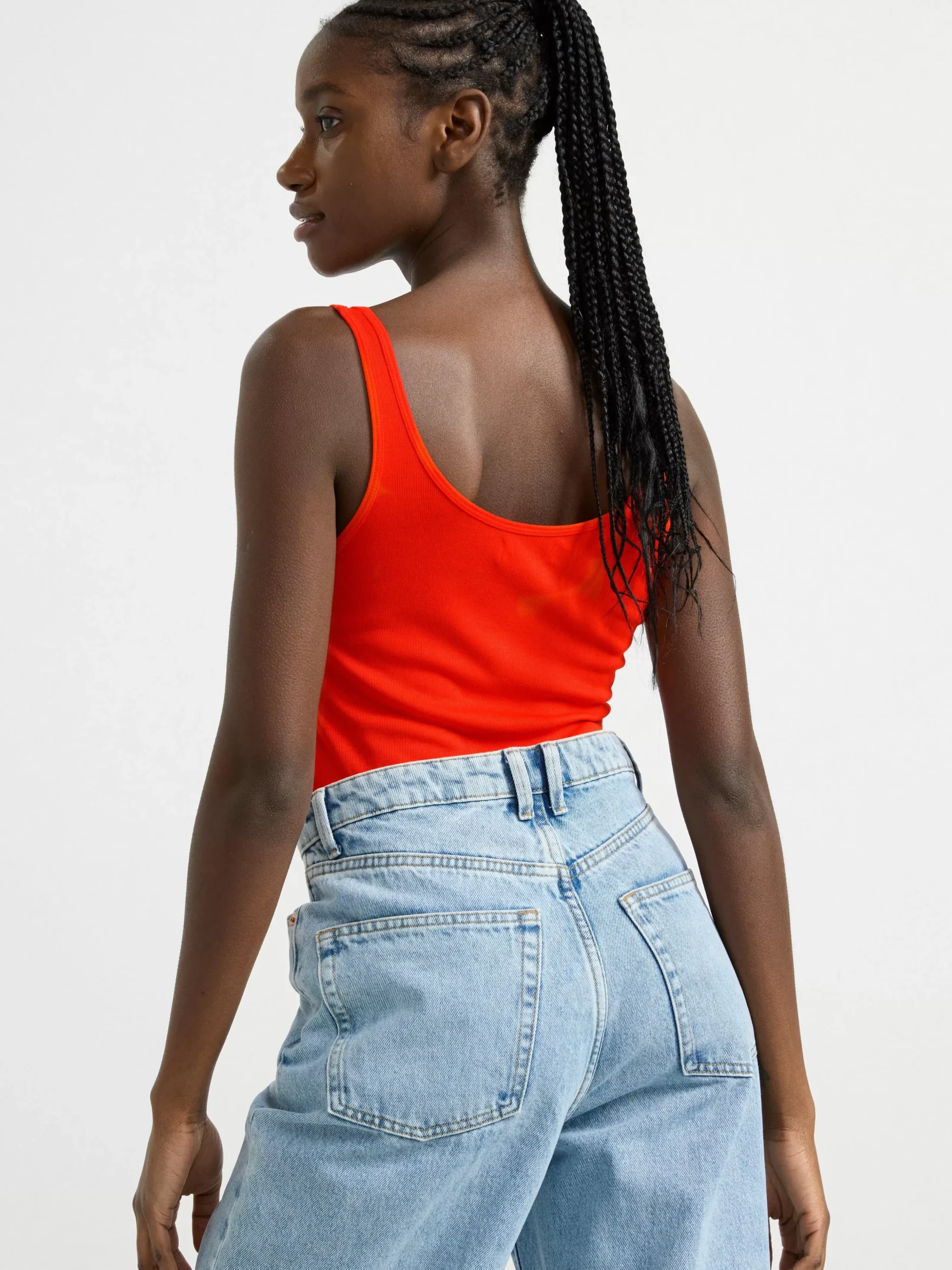 Toppar & T-Shirts>Lindex Ribbat Linne Med Knappsla Red