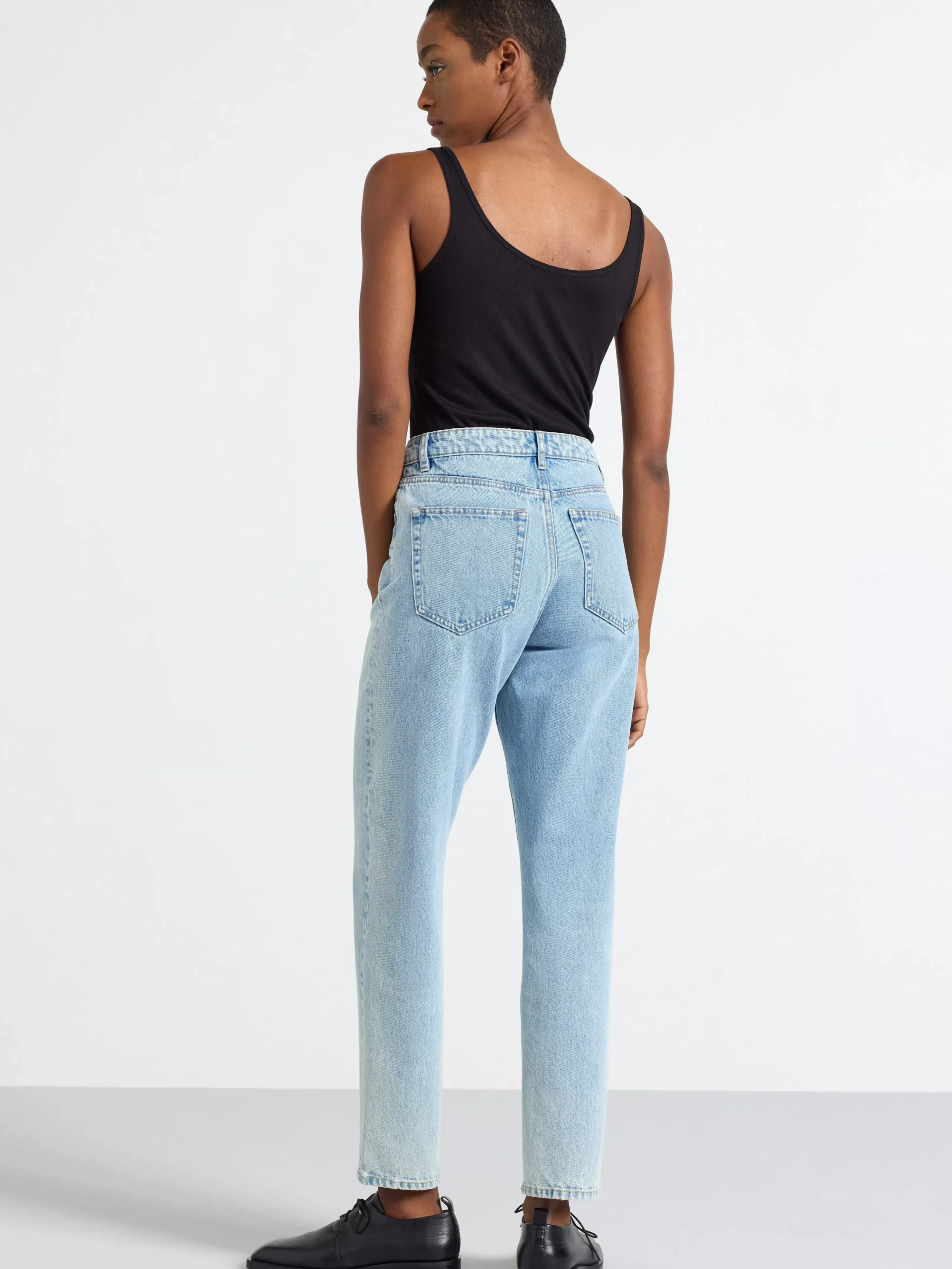 Toppar & T-Shirts>Lindex Ribbat Linne Med Knappsla Black