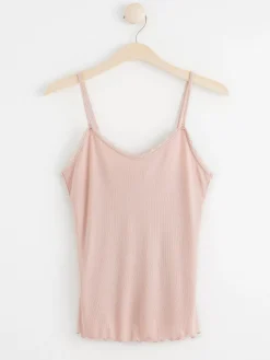 Nattplagg>Lindex Ribbat Linne Med Spets Dusty Pink