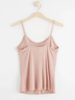 Nattplagg>Lindex Ribbat Linne Med Spets Dusty Pink
