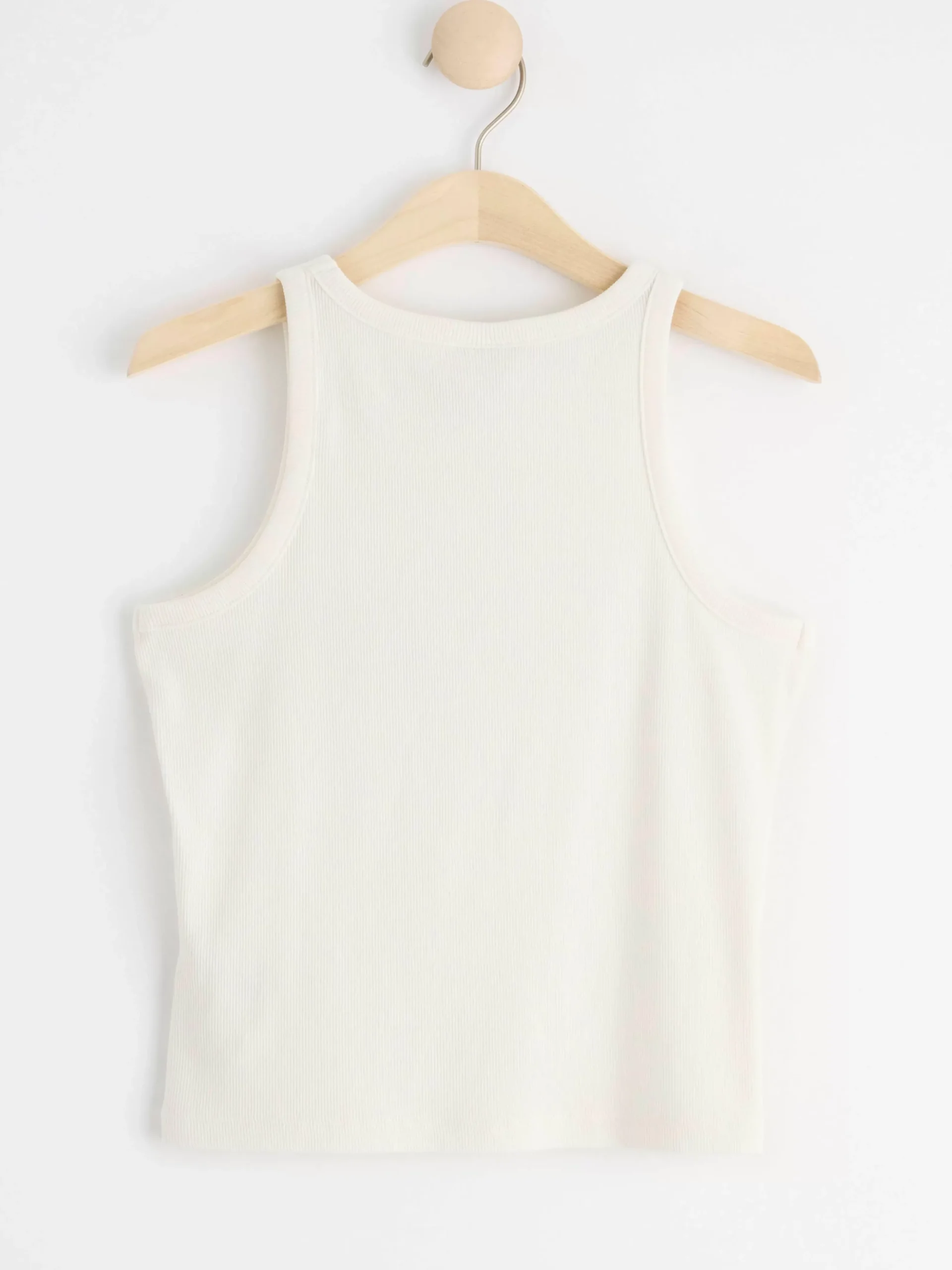 Toppar & T-Shirts>Lindex Ribbat Linne Med Strass Off White
