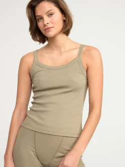 Nattplagg>Lindex Ribbat Pyjamaslinne Khaki