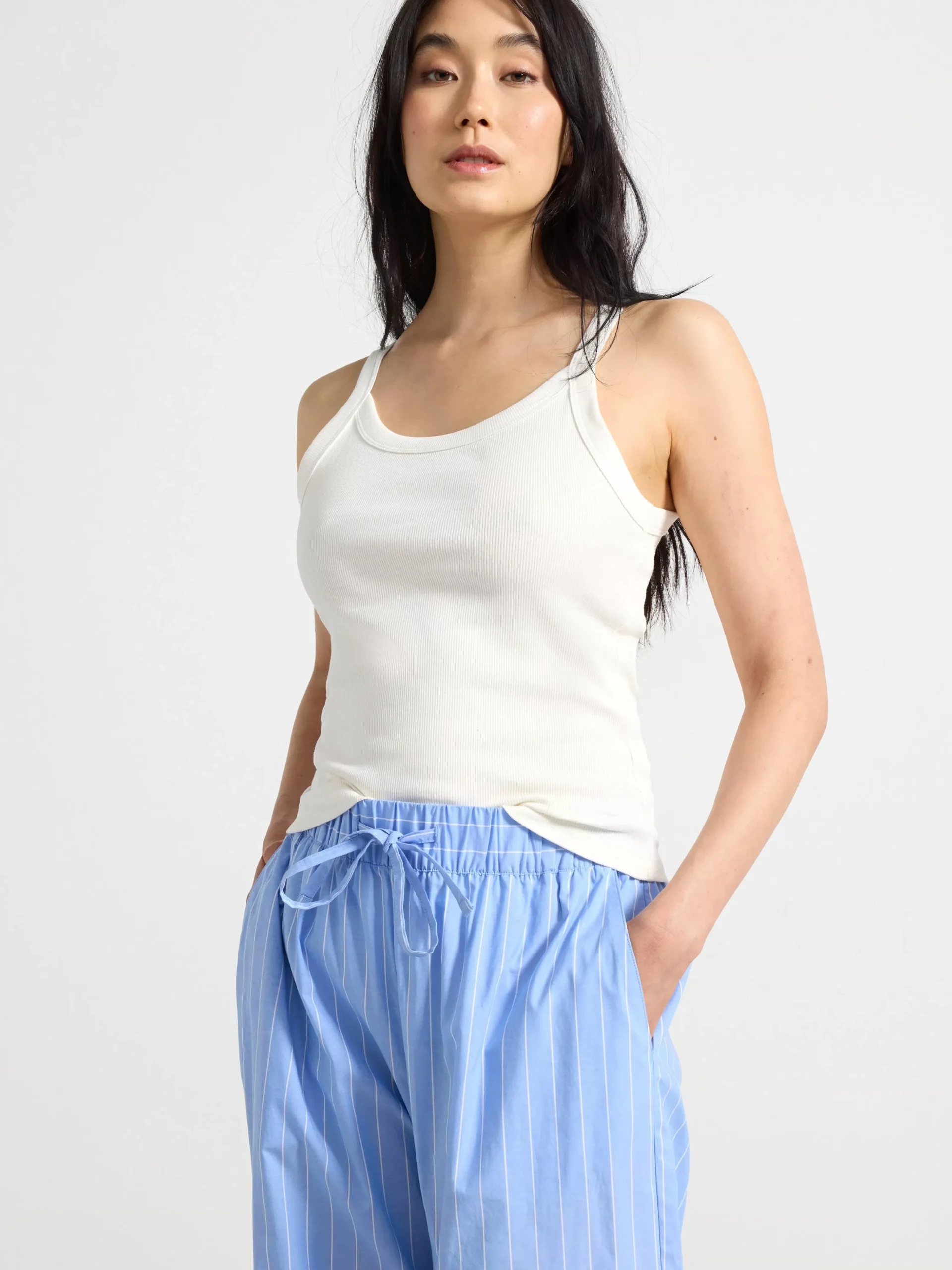 Nattplagg>Lindex Ribbat Pyjamaslinne Off White