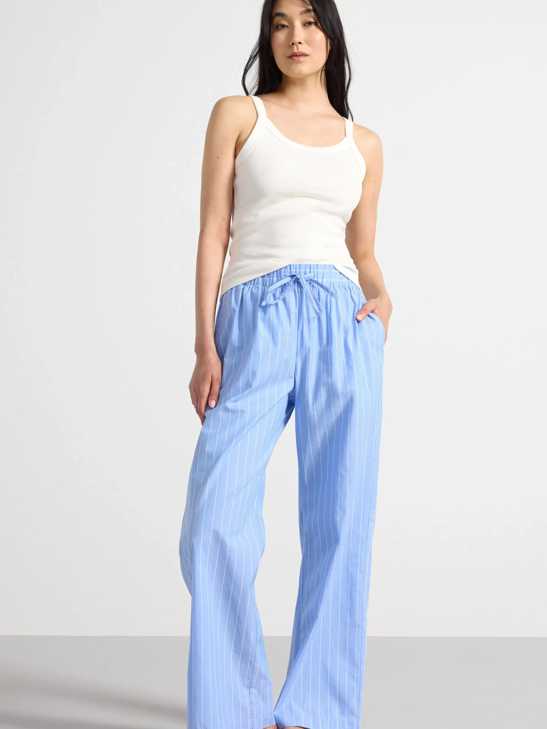 Nattplagg>Lindex Ribbat Pyjamaslinne Off White