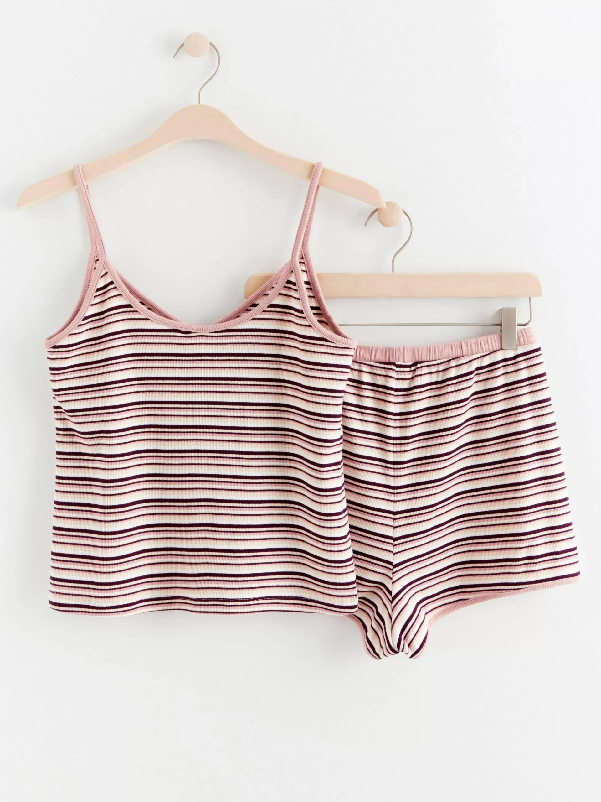 Nattplagg>Lindex Ribbat Pyjamasset Med Linne Och Shorts Dusty Pink