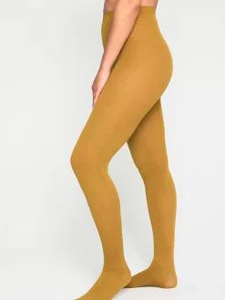 Strumpbyxor & Leggings>Lindex Ribbstickad Strumpbyxa Dark Dusty Yellow