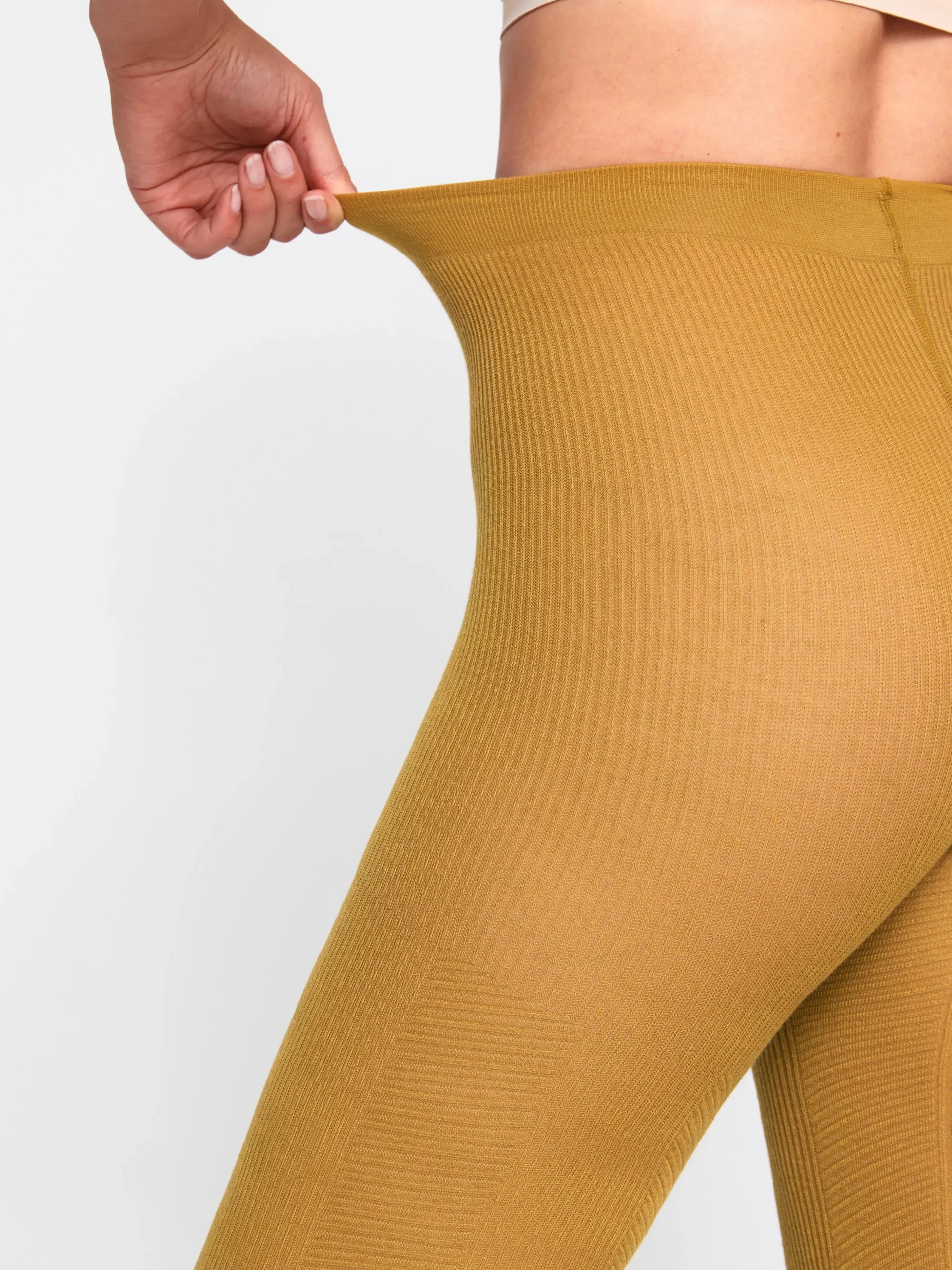 Strumpbyxor & Leggings>Lindex Ribbstickad Strumpbyxa Dark Dusty Yellow
