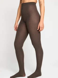Strumpbyxor & Leggings>Lindex Ribbstickad Strumpbyxa I Ullblandning Dark Brown