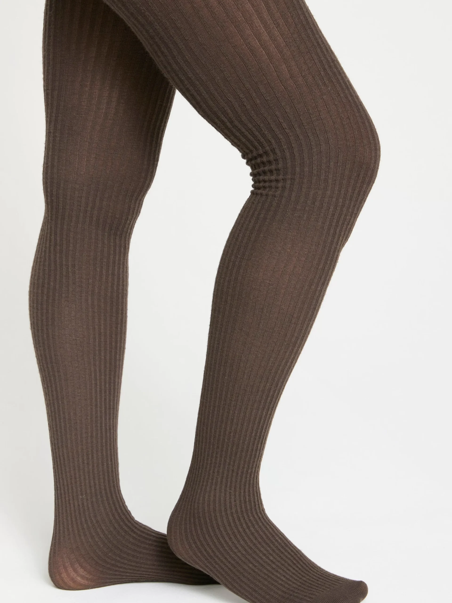 Strumpbyxor & Leggings>Lindex Ribbstickad Strumpbyxa I Ullblandning Dark Brown