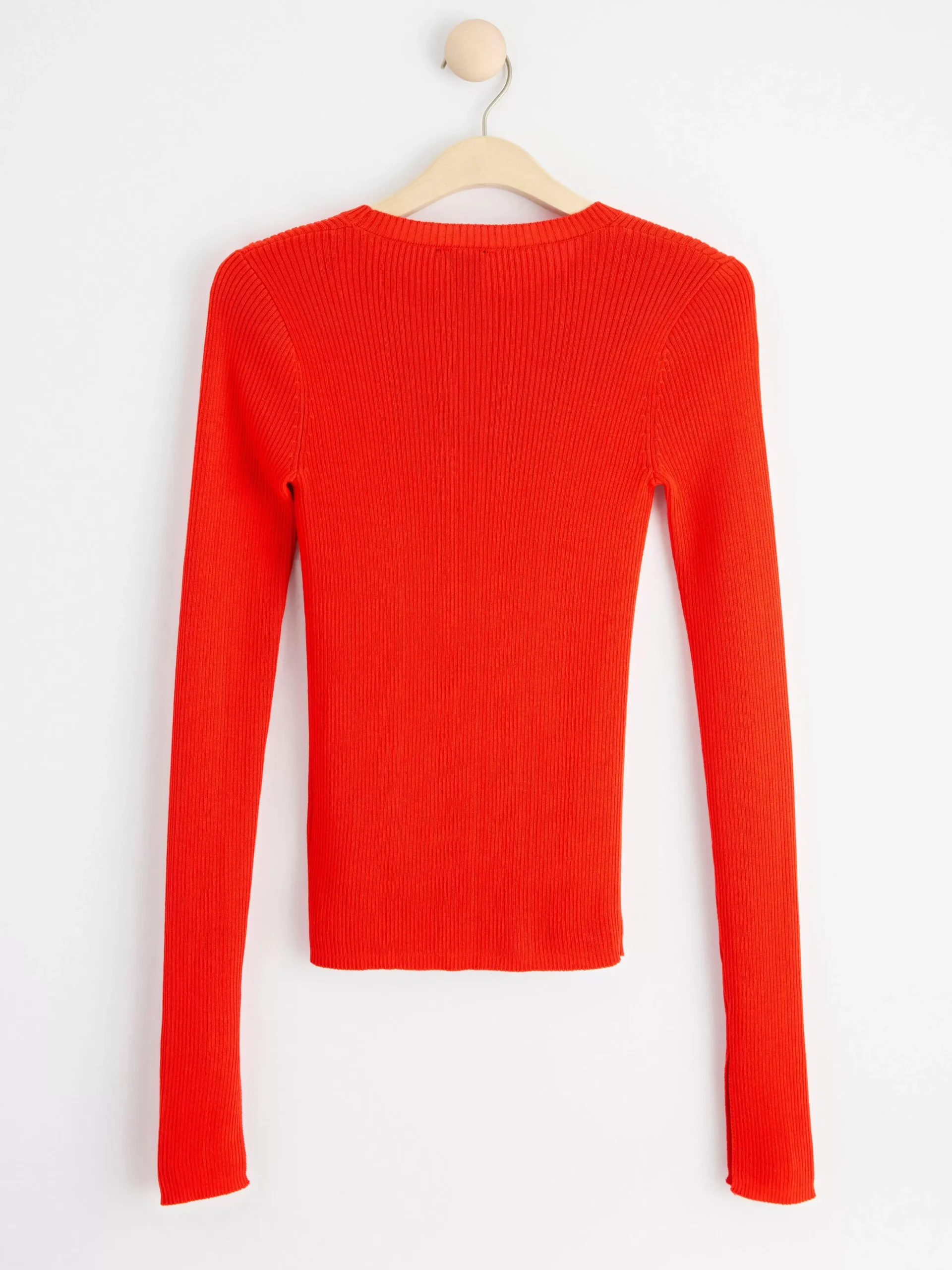 Tröjor & Cardigans>Lindex Ribbstickad Topp Med Lang Arm Red