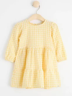 Klänningar>Lindex Rutig Backeboljaklanning Light Dusty Yellow