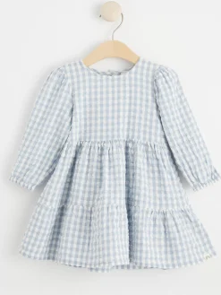 Klänningar>Lindex Rutig Backeboljaklanning Light Dusty Blue